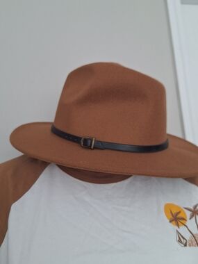 The Royal Standard Brown Wool Blend Boho Fedora Hat with Black Band
